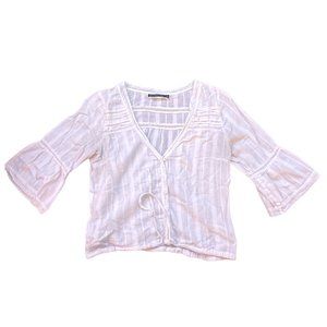 Abercrombie White Lace 3/4 Sleeve Top